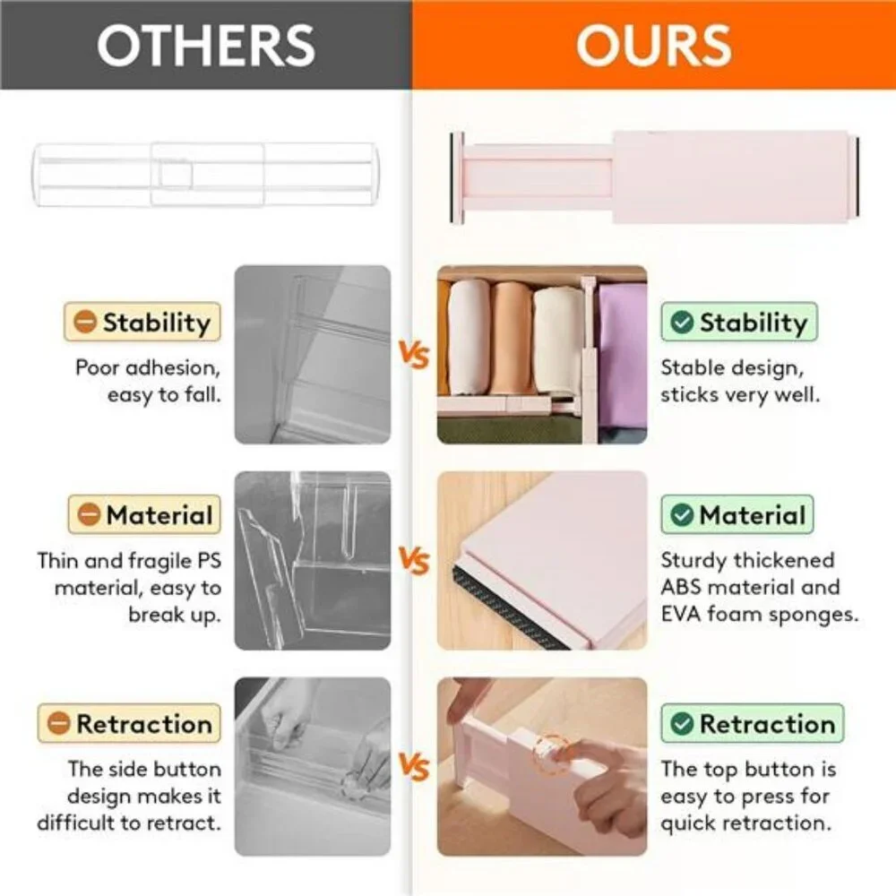 Lifewit Adjustable Drawer Dividers 8 Pack Closet Dresser Organizer Pink